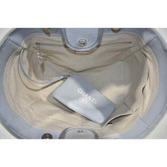 Chanel 22S Deauville Grey Large Shopping 30cm 2Way Silver Chain Handle Tote Bag - Picture 10 of 12